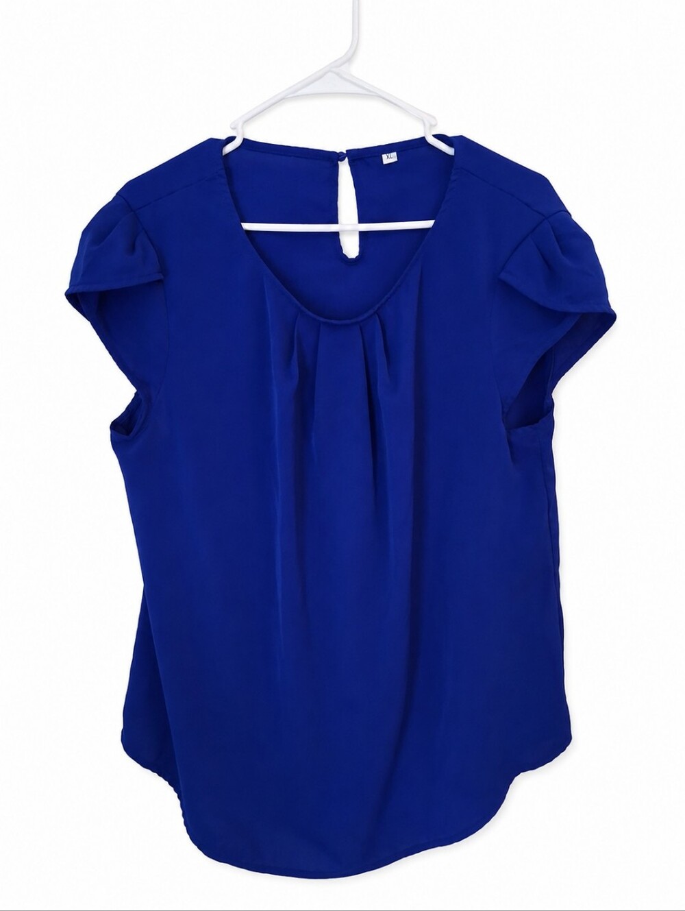 TASAMO Women's Chiffon Blouse | Lightweight Pleated Top | Size XL | Blue